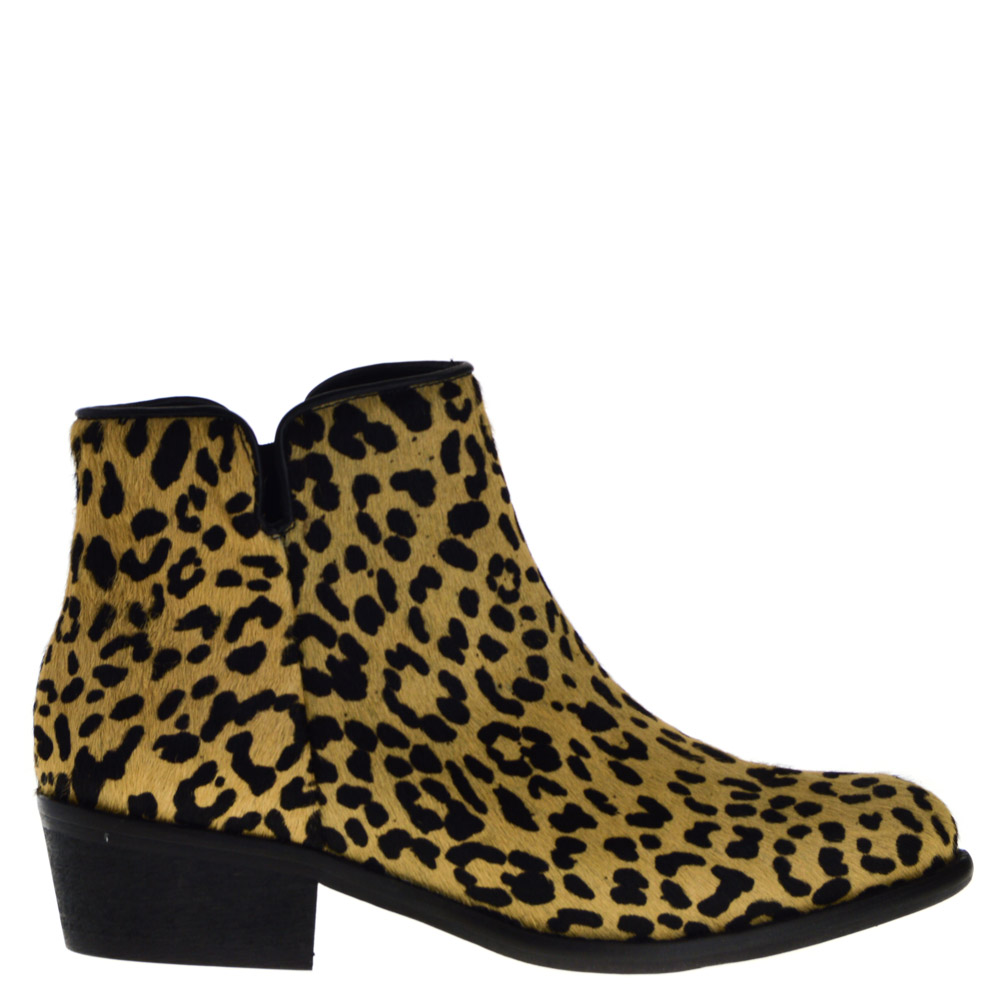 leopard print western ankle boots