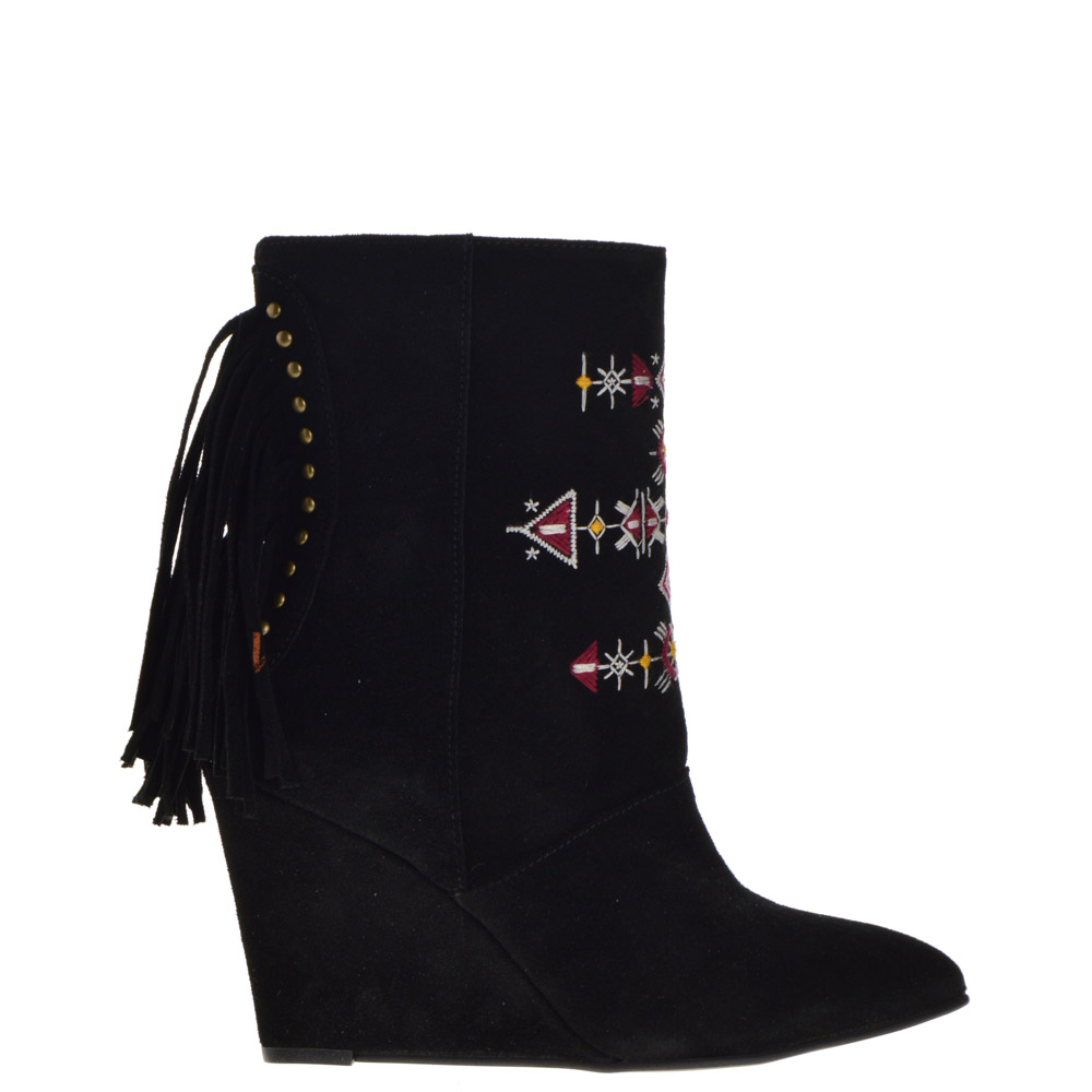 black wedge short boots