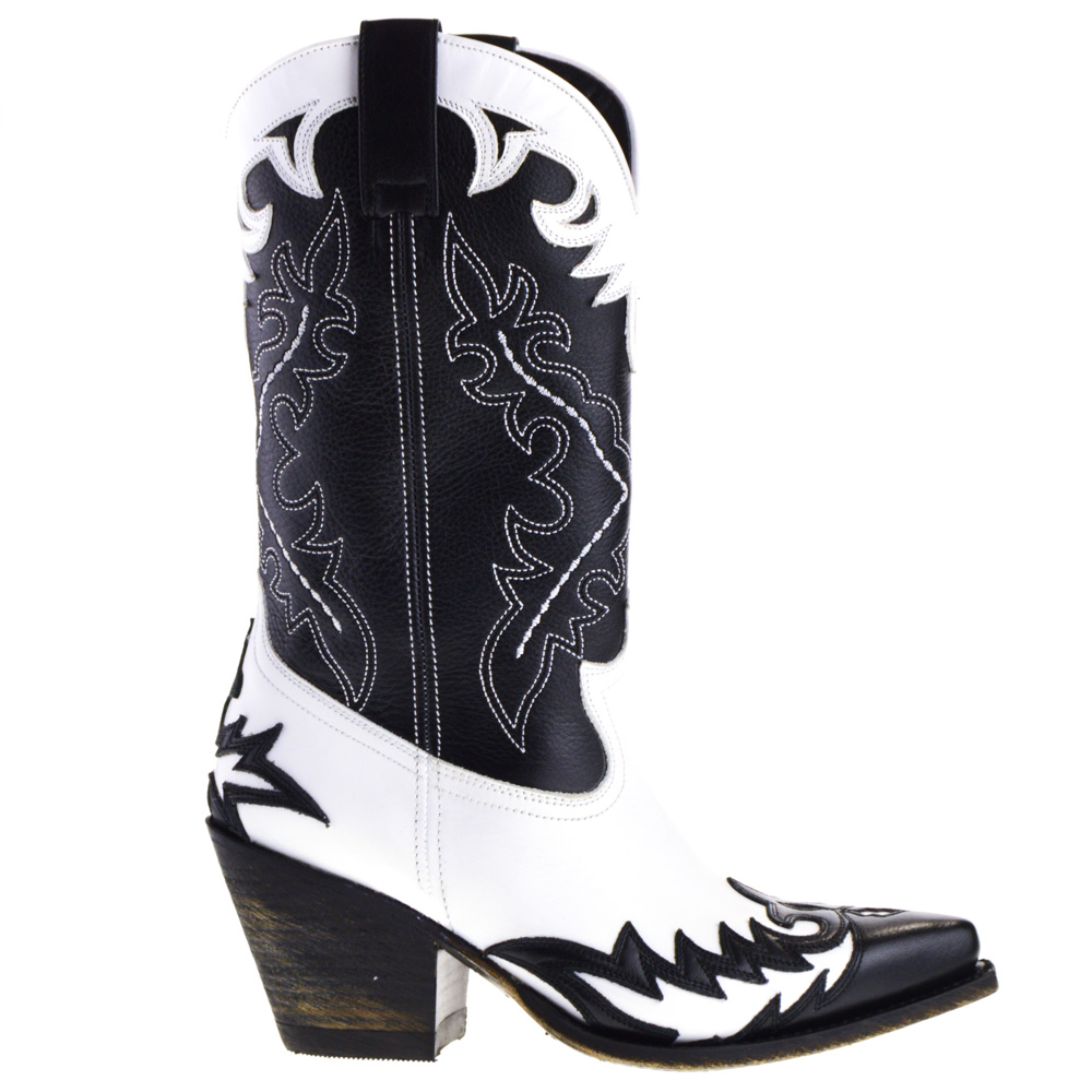 white and black cowboy boots
