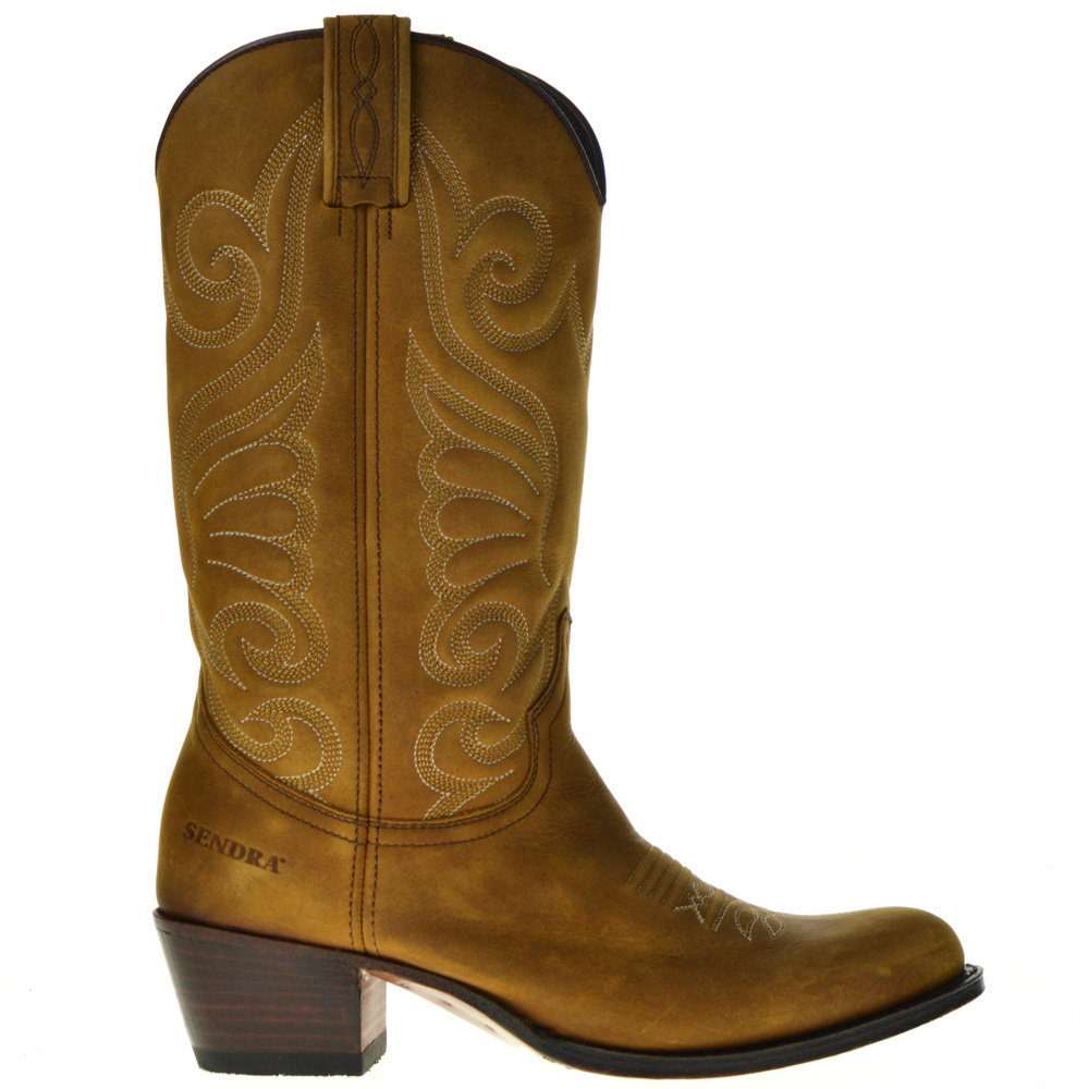 Sendra Boots dames cowbylaarzen op hak cognac 72 naturel suede/nubuck  Direct leverbaar uit de webshop van www.taft.nl/