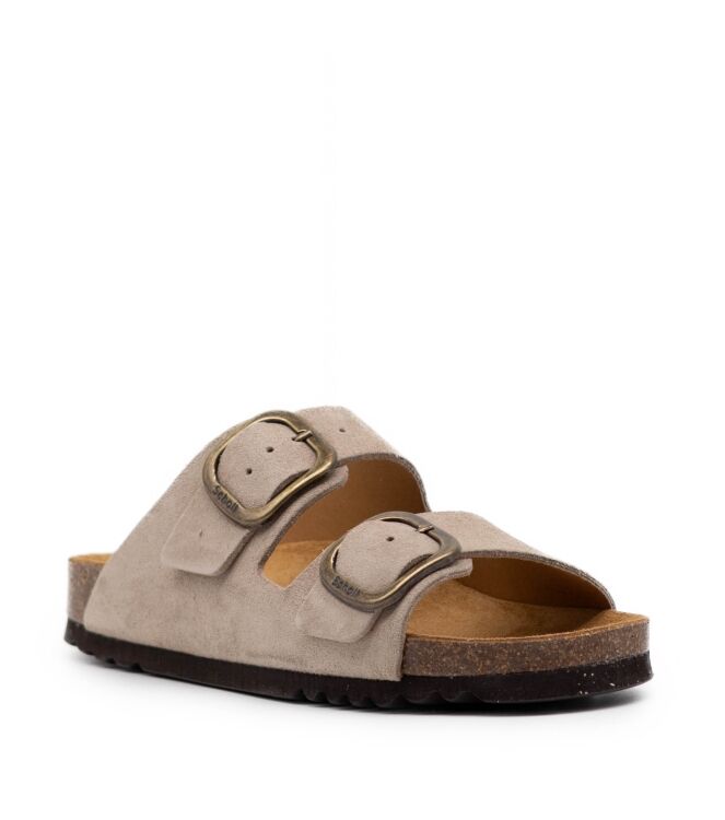 Scholl Scholl dames slippers rubberzolen beige Dark Beige Scholl Dames Slippers in Donker Beige online kopen