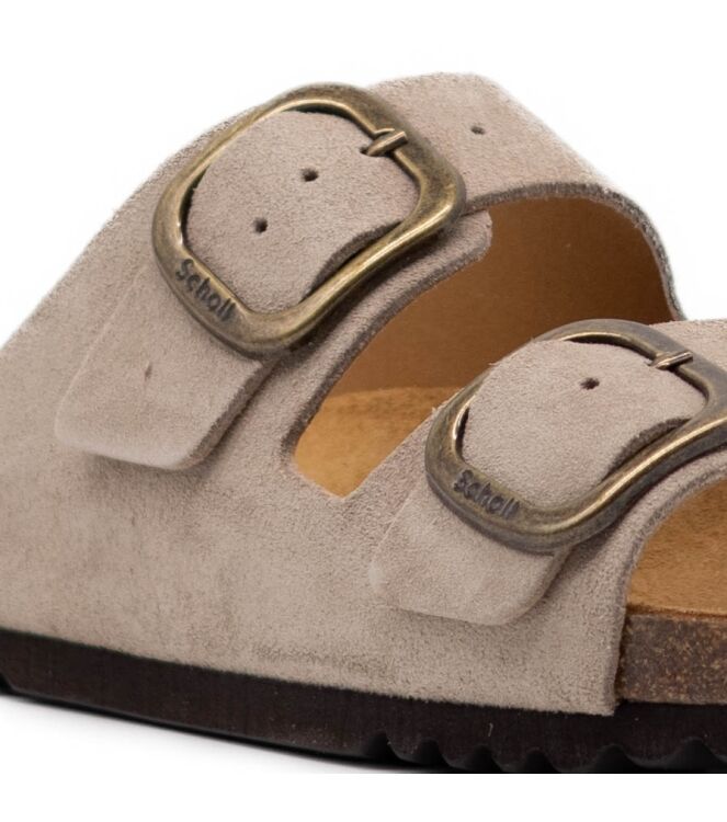 Scholl Scholl dames slippers rubberzolen beige Dark Beige Scholl Dames Slippers in Donker Beige online kopen