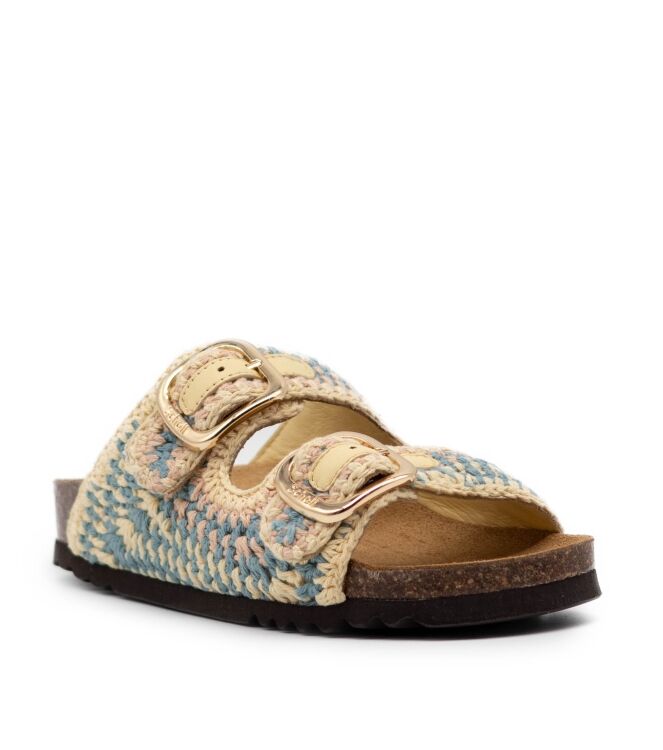 Scholl Dames Slippers in geel combi crochet online kopen 