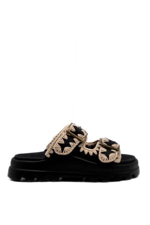 Mou dames slippers zwart combi