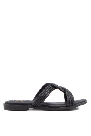 The Happy Monk dames slippers zwart glitter