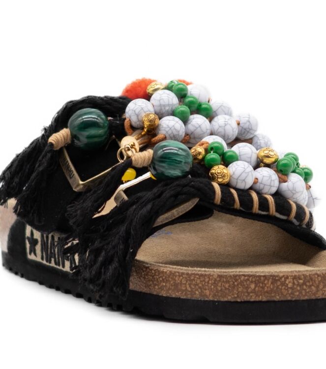 NAN-KU Couture NAN-KU Couture dames slippers rubberzolen zwart Black NAN-KU Couture Dames Slippers Rubberzolen Zwart