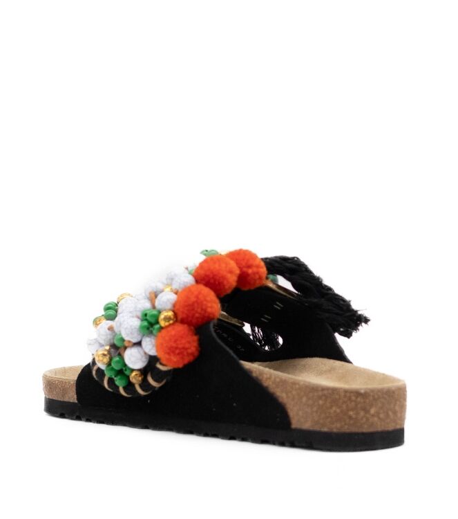 NAN-KU Couture NAN-KU Couture dames slippers rubberzolen zwart Black NAN-KU Couture Dames Slippers Rubberzolen Zwart