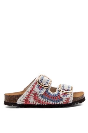 Scholl dames slippers wit paars roze