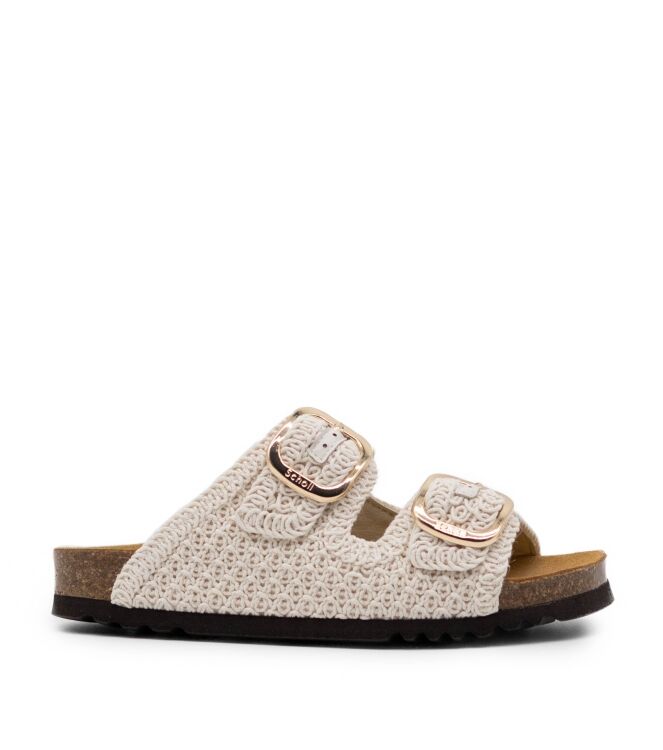 Scholl Scholl dames slippers rubberzolen wit Off White Scholl Dames Slippers in gebroken wit crochet online kopen