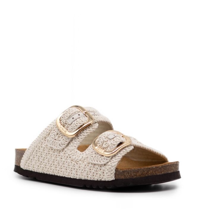 Scholl Scholl dames slippers rubberzolen wit Off White Scholl Dames Slippers in gebroken wit crochet online kopen