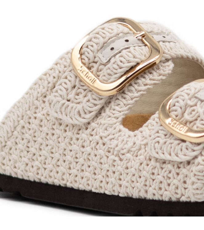Scholl Scholl dames slippers rubberzolen wit Off White Scholl Dames Slippers in gebroken wit crochet online kopen