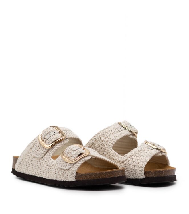 Scholl Scholl dames slippers rubberzolen wit Off White Scholl Dames Slippers in gebroken wit crochet online kopen