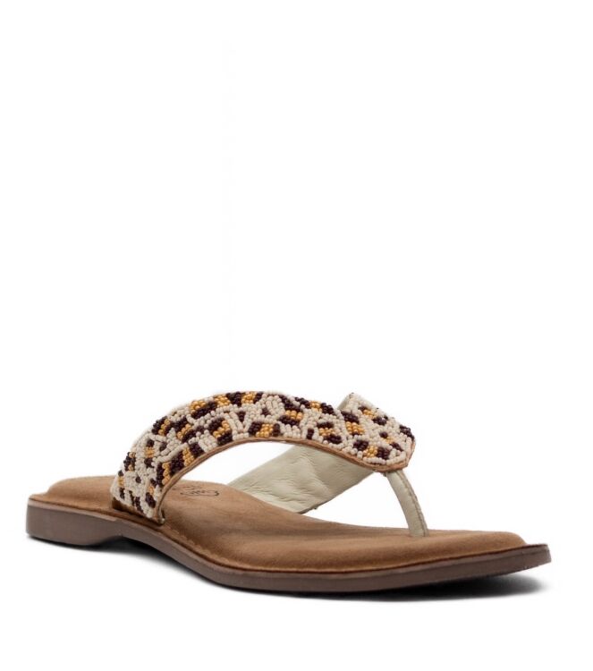 Lazamani Dames Slippers in Wit/Panter online kopen 
