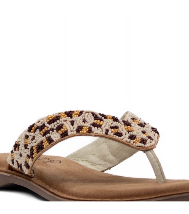 Lazamani Dames Slippers in Wit/Panter online kopen 