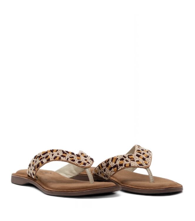 Lazamani Dames Slippers in Wit/Panter online kopen 