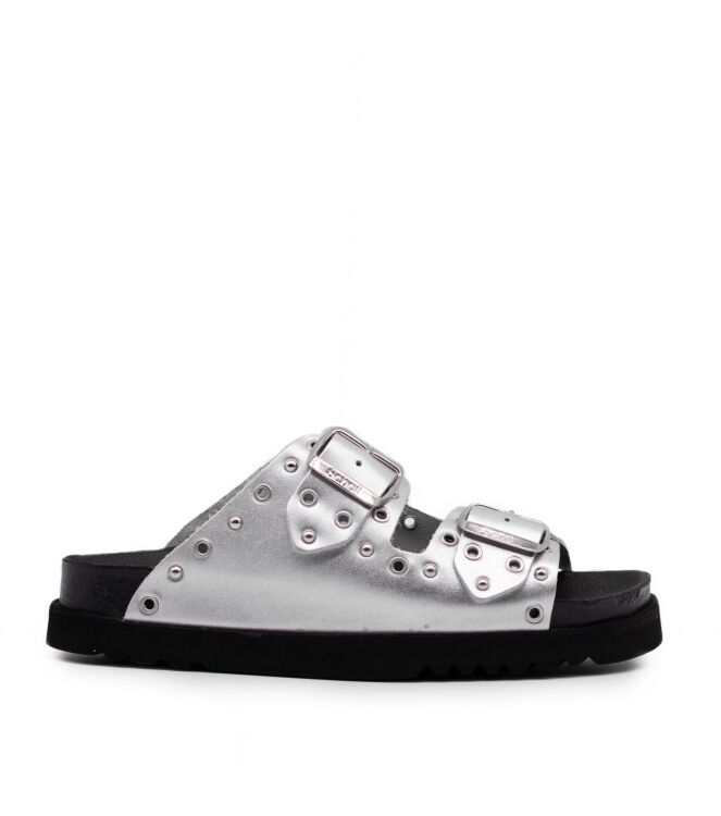 Scholl Scholl dames slippers rubberzool zilver Silver Scholl Dames Slippers in Zilver Grijs online kopen