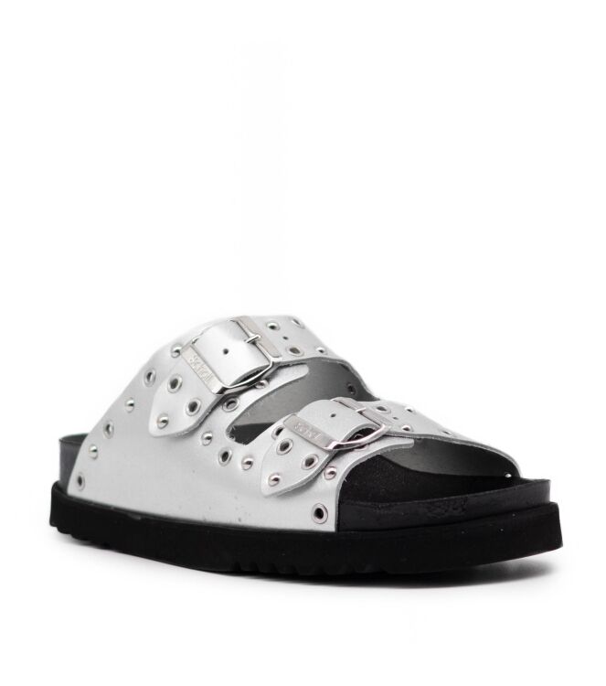 Scholl Scholl dames slippers rubberzool zilver Silver Scholl Dames Slippers in Zilver Grijs online kopen