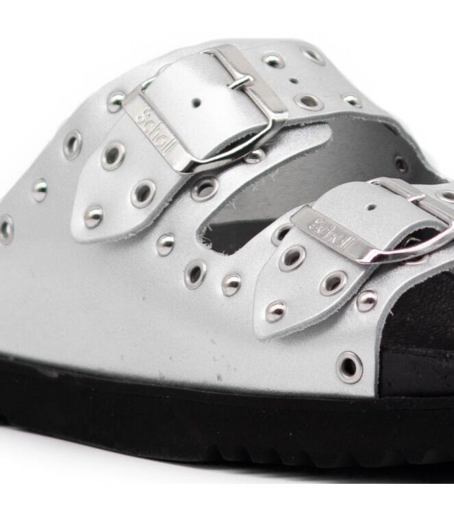 Scholl Scholl dames slippers rubberzool zilver Silver Scholl Dames Slippers in Zilver Grijs online kopen