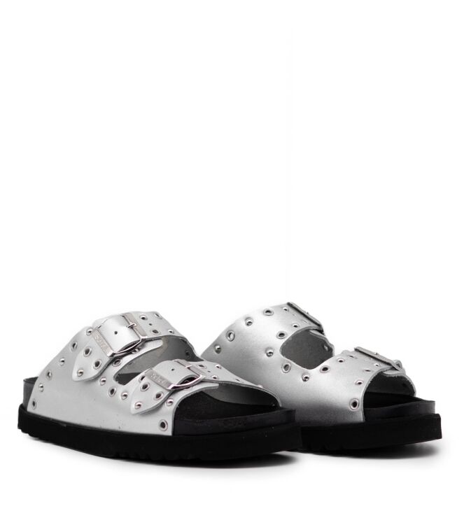 Scholl Scholl dames slippers rubberzool zilver Silver Scholl Dames Slippers in Zilver Grijs online kopen