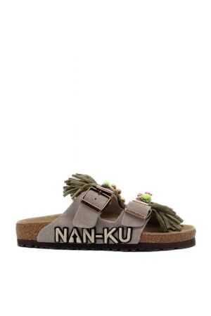 NAN-KU Couture dames slippers rubberzolen grijs