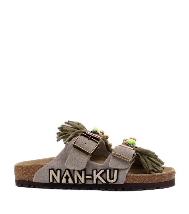 NAN-KU Couture  Dames Slippers Rubberzolen Grijs 