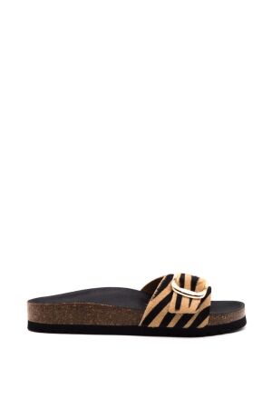 Scholl dames slippers zeebra zwart beig