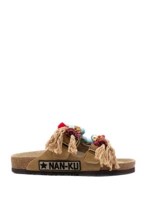 NAN-KU Couture dames slippers rubberzolen natur