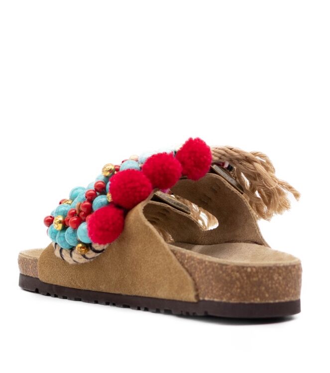 NAN-KU Couture NAN-KU Couture dames slippers rubberzolen natur Camel NAN-KU Couture Dames Slippers Rubberzolen Natur