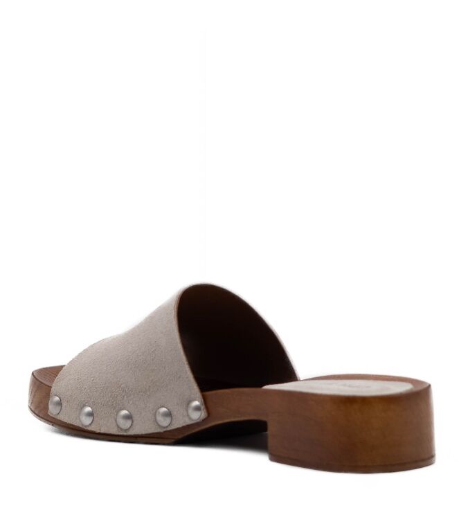 Copenhagen Studios Copenhagen Studios dames slippers rubberzolen natur Suede Light Stone Keen Dames Slippers in Licht Grijs online kopen