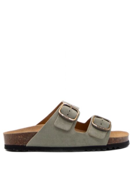 Scholl Dames slippers licht groen suede