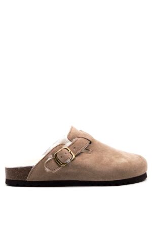 Scholl dames muiltjes gevoerd beige