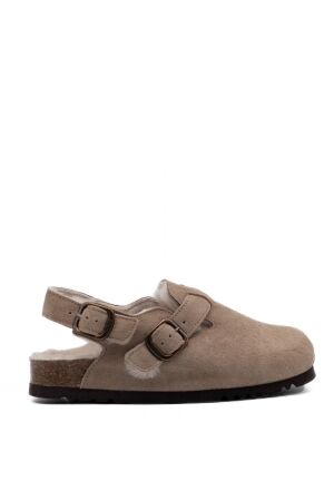 Scholl dames muiltjes gevoerd beige