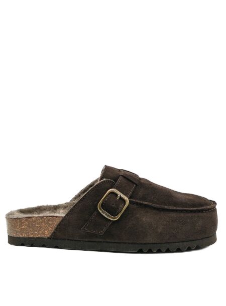 Scholl Dames muilen gevoerd bruin suede