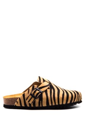 Scholl dames muiltjes zeebra naturel