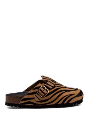 Scholl dames muiltjes zeebra beige