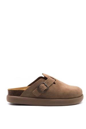 Scholl dames muiltjes plateau beige