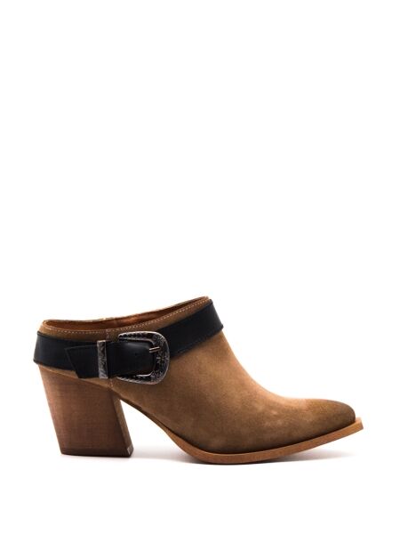 Belang Dames muil op hak bruin suede