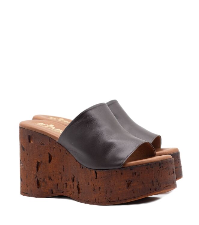 BTMR BTMR dames muiltjes sleehakken bruin Testa BTMR Dames Muiltjes Sleehakken Bruin