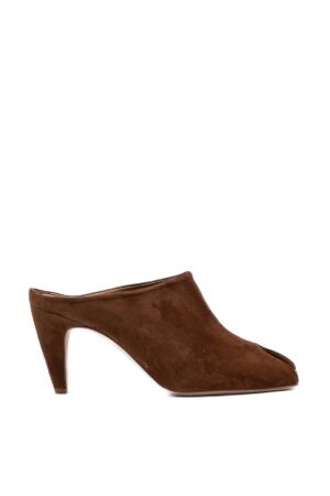Gisel Moire dames muiltjes bruin suede
