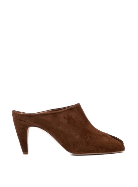 Gisel moire Dames muiltjes bruin suede