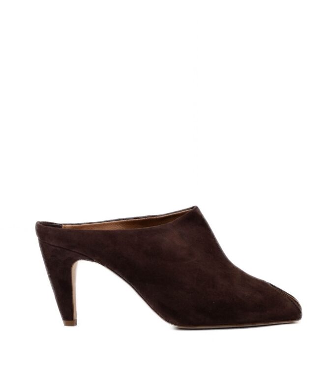 Gisel Moire dames muiltjes donker bruin sued 65 bruin donker Direct leverbaar uit de webshop van www.taft.nl/