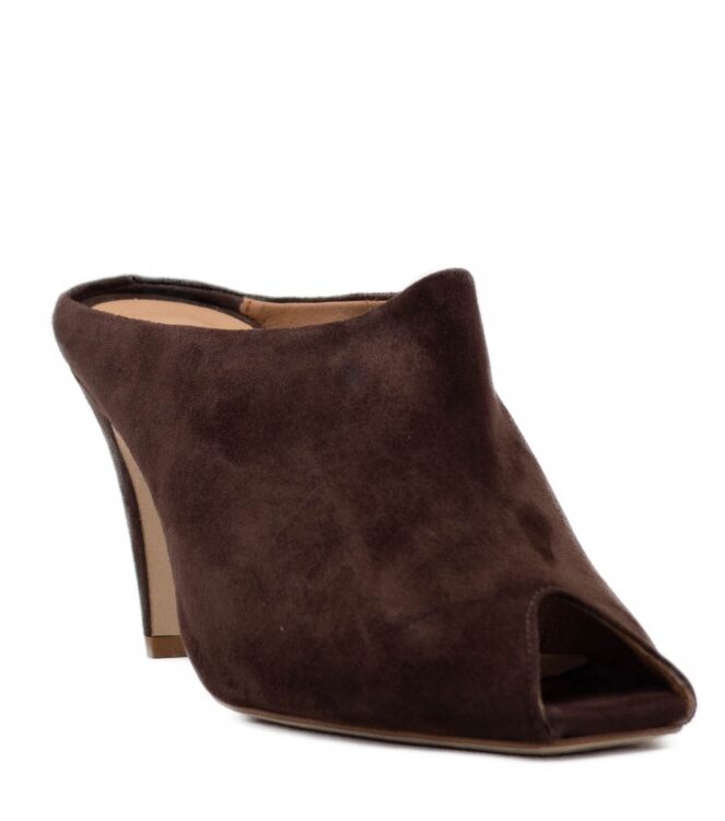 Gisel Moire dames muiltjes donker bruin sued 65 bruin donker Direct leverbaar uit de webshop van www.taft.nl/