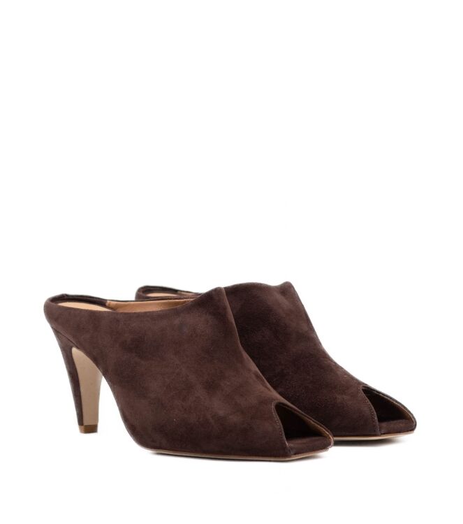 Gisel Moire dames muiltjes donker bruin sued 65 bruin donker Direct leverbaar uit de webshop van www.taft.nl/
