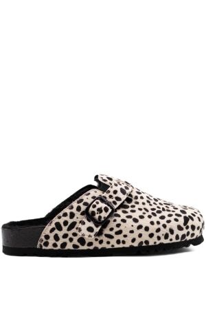 Scholl dames klompen gevoerd wit zwart