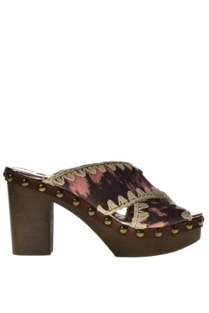 mou Mou High Heels Clogs Brown for Woman