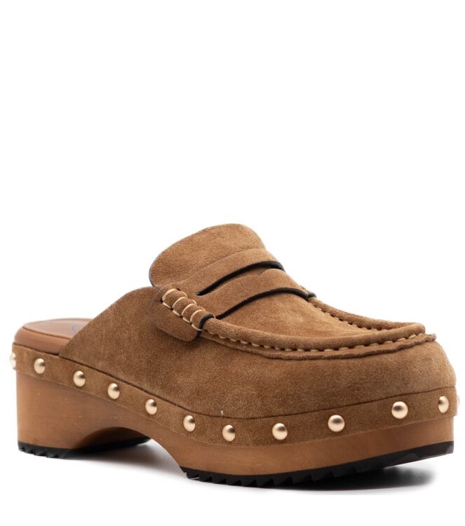 Miss Olivia Miss Olivia dames klompen rubberzolen bruin Suede Sigar Miss Olivia Dames Klompen in Bruin online kopen