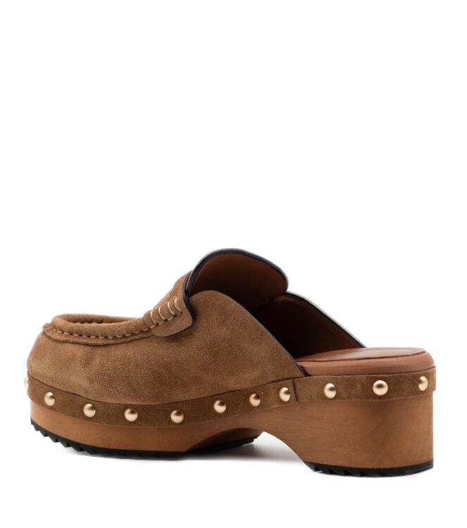 Miss Olivia Miss Olivia dames klompen rubberzolen bruin Suede Sigar Miss Olivia Dames Klompen in Bruin online kopen