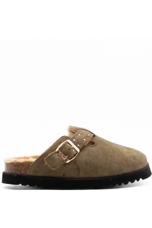 Scholl dames klompen gevoerd groen