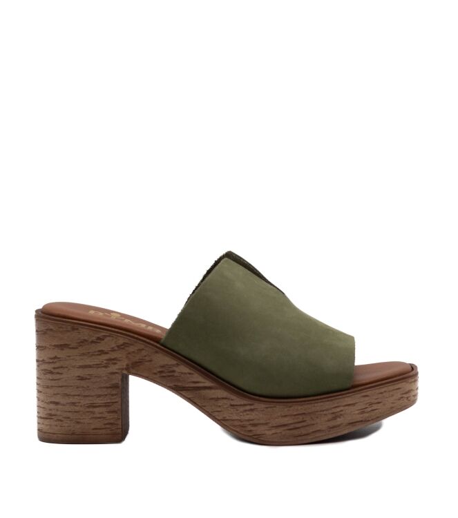 BTMR BTMR dames klopen op hak groen Oliva Dark BTMR Dames Klompen in Groen online kopen