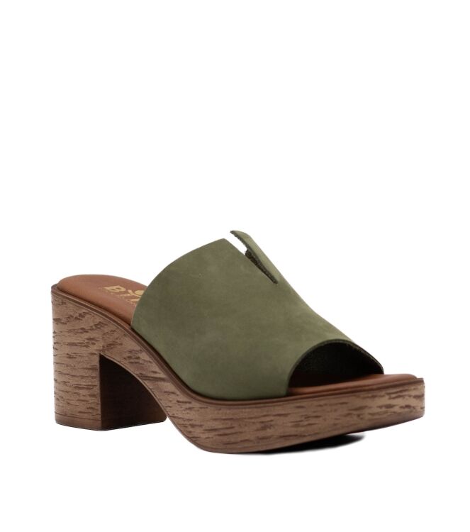 BTMR BTMR dames klopen op hak groen Oliva Dark BTMR Dames Klompen in Groen online kopen